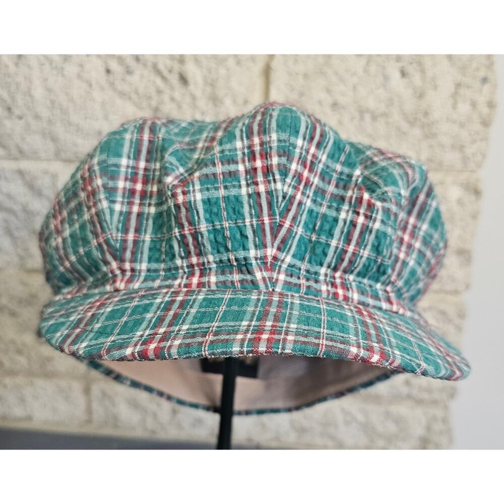 Borsalino Hat, Newsboy Made in Italy 99% Cotton Green Red Plaid US Sz 7 3/8 New - Picture 11 of 11